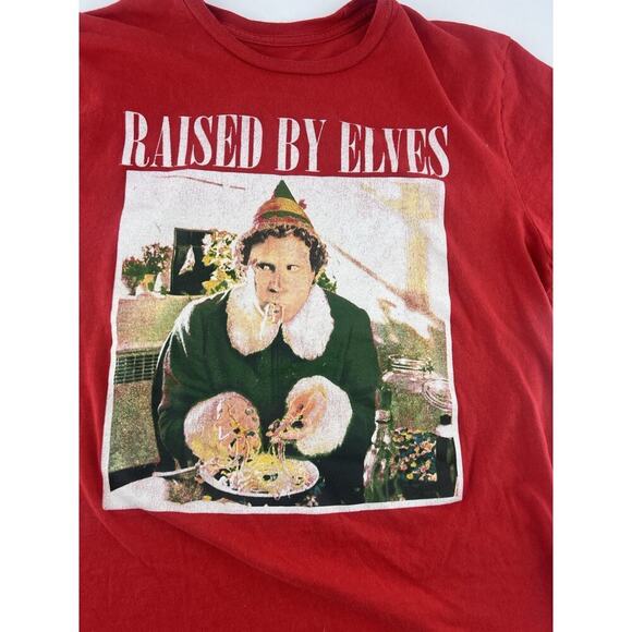 Elf Christmas Shirt Mens Small Red Holiday Pullover Short Sleeve Cotton Unisex - Picture 2 of 7